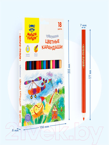 Изображение товара Набор цветных карандашей Мульти-пульти Невероятные приключения / CP_41054 (18 цветов)
