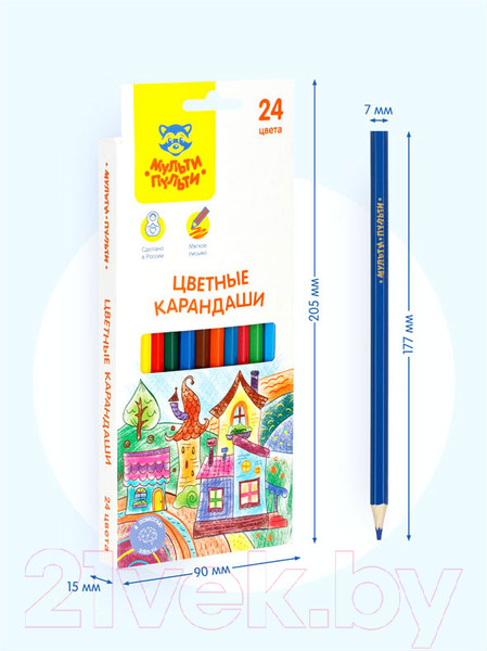 Изображение товара Набор цветных карандашей Мульти-пульти Невероятные приключения / CP_41050 (24 цвета)