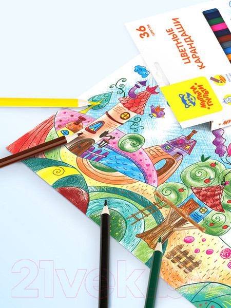 Изображение товара Набор цветных карандашей Мульти-пульти Невероятные приключения / CP_41051 (36 цветов)