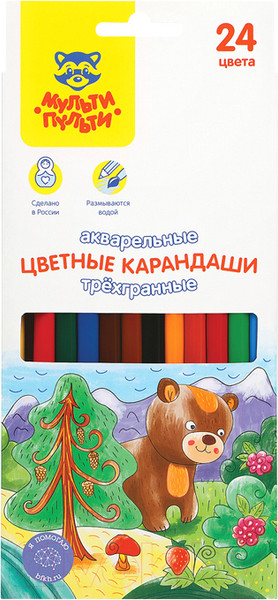 Изображение товара Набор акварельных карандашей Мульти-пульти Невероятные приключения / CP_41151 (24 цвета)