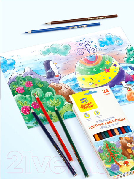 Изображение товара Набор акварельных карандашей Мульти-пульти Невероятные приключения / CP_41151 (24 цвета)