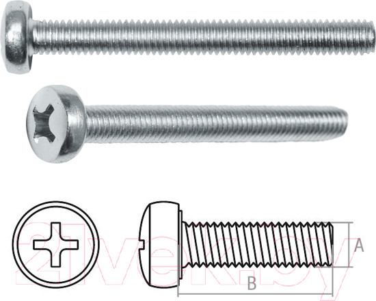 Изображение товара Винт Starfix Полусферическая головка М4x12 DIN 7985 / SMC1-52174-1000 (1000шт, оцинкованный)