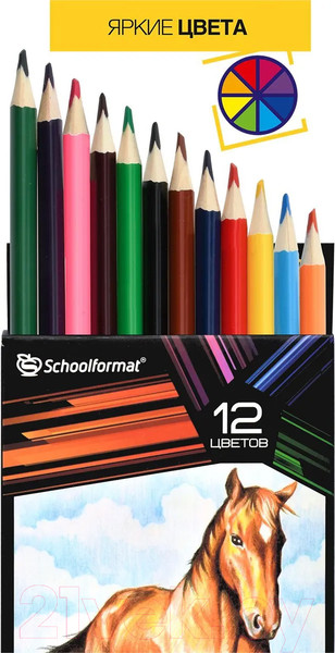 Изображение товара Набор цветных карандашей Schoolformat Дикая планета / КЦ12-ДП (12цв)