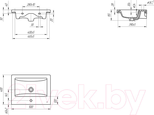 Изображение товара Умывальник со смесителем Cersanit Como 50 / S-UM-COM50/1-w + 63037