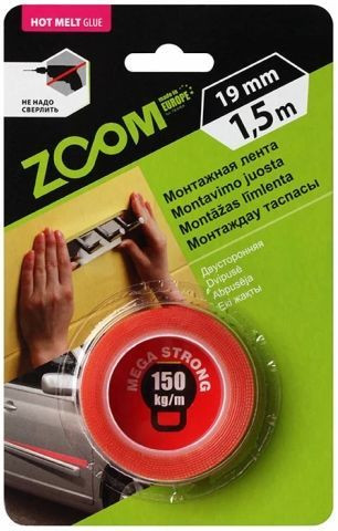 Изображение товара Лента монтажная Zoom Mega Strong / 02-5-3-203 (белый/красный)