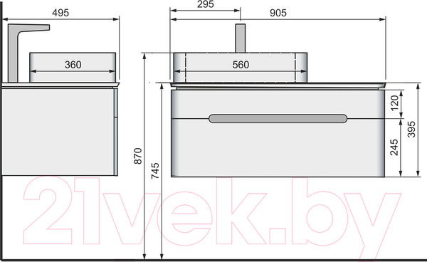 Изображение товара Тумба под умывальник Jorno Shine 90 / Shi.01.90/P/W (подвесная)