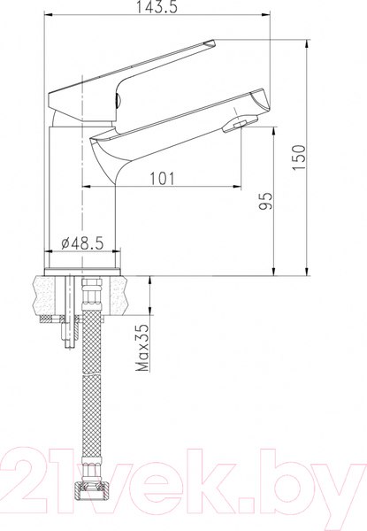 Изображение товара Умывальник со смесителем Cersanit Moduo 80 Slim / P-UM-MOD80SL/1 + 63034