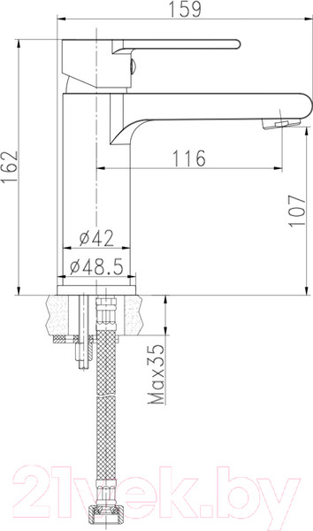 Изображение товара Умывальник со смесителем Cersanit Carina 50 / S-UM-CAR50/1 + 63107