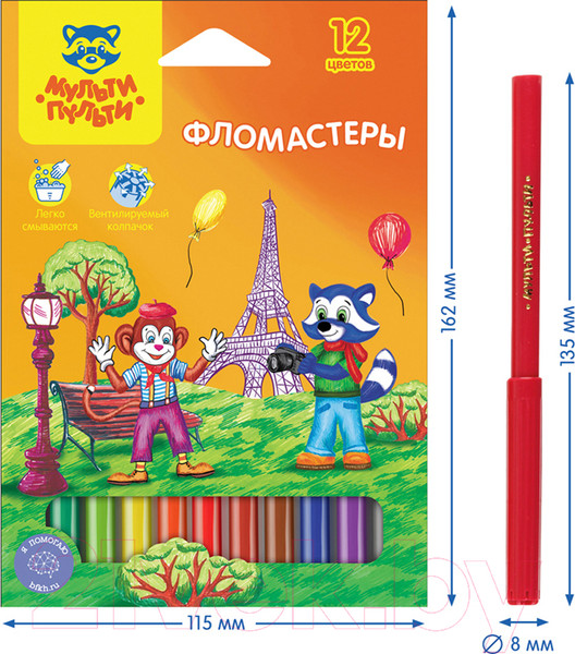 Изображение товара Фломастеры Мульти-пульти Енот во Франции / WP_10716 (12 цветов)