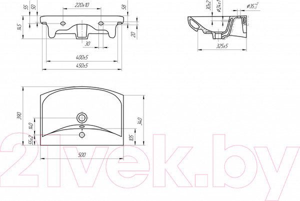 Изображение товара Умывальник со смесителем Cersanit Carina 50 / S-UM-CAR50/1 + 63034