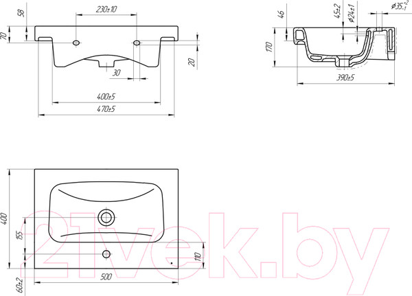 Изображение товара Умывальник со смесителем Cersanit Moduo 50 / S-UM-MOD50/1 + 63107