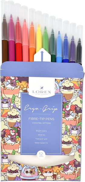 Изображение товара Фломастеры Lorex Ergo-Grip Cocktail Kittens / LXFPEG12-CK (12цв)