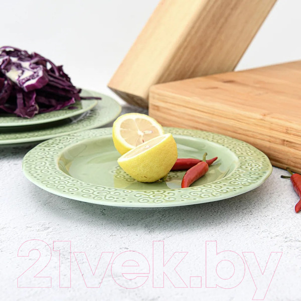 Изображение товара Тарелка столовая обеденная Fissman Lykke 6345 (зеленый)