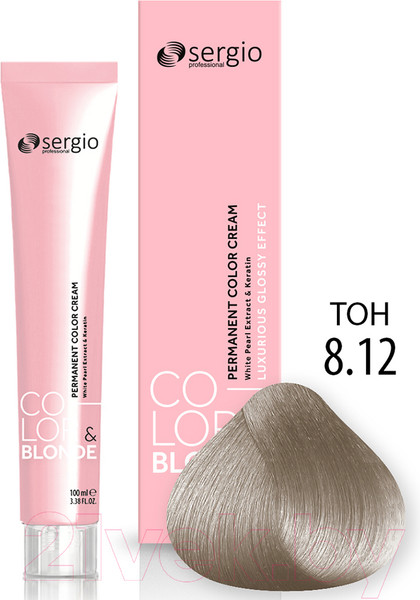 Изображение товара Крем-краска для волос Sergio Professional Color&Blonde 8.12 (блондин натуральный жемчужный лед)