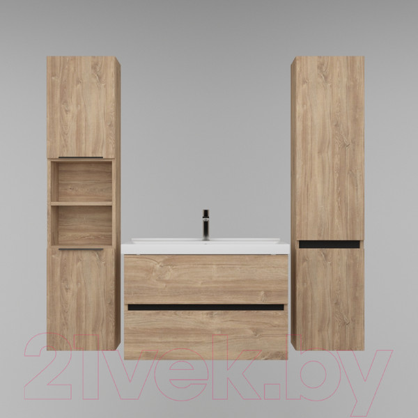 Изображение товара Тумба под умывальник Дабер 011 / Т11.6.0.6Ч (дуб канзас коричневый/черный)