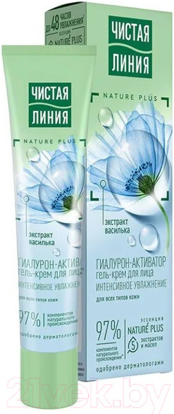 Изображение товара Гель для лица Чистая Линия Гиалурон-активатор Экстракт василька для всех типов кожи (40мл)