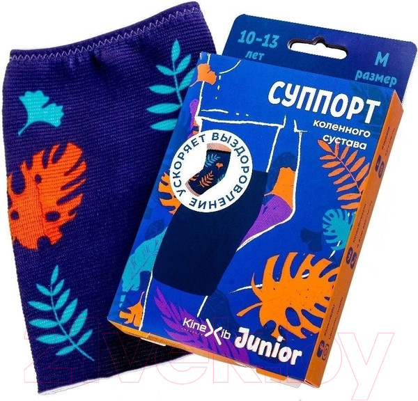 Изображение товара Суппорт колена Kinexib Junior (L, фиолетовый/принт листья)