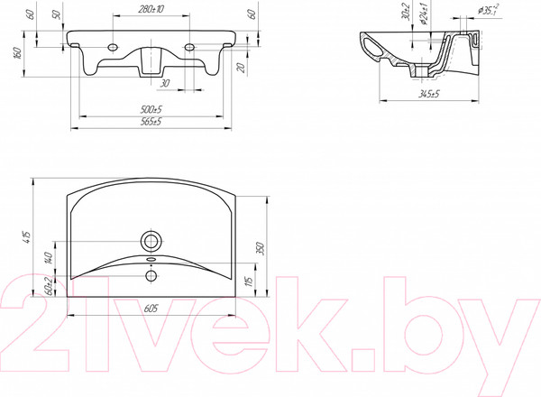 Изображение товара Умывальник со смесителем Cersanit Carina 60В / S-UM-CAR60/1 + 63020