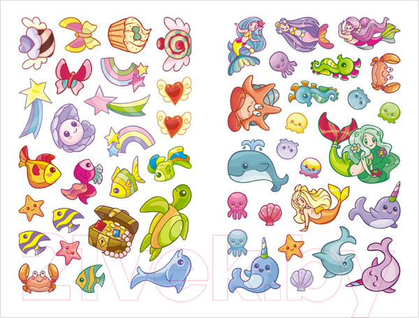 Изображение товара Раскраска Мозаика-Синтез Единороги с наклейками. На дне морском / МС11646