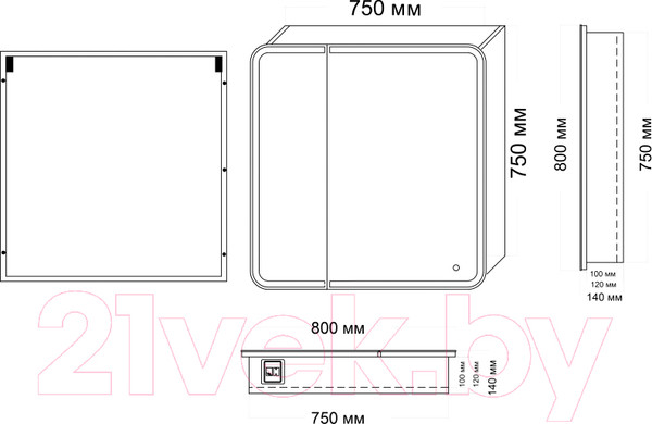 Изображение товара Шкаф с зеркалом для ванной Grossman Адель 80 / 208004
