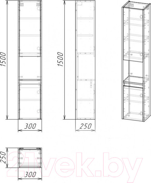 Изображение товара Шкаф-пенал для ванной Grossman Тенза 30 / 303008