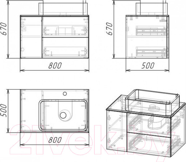 Изображение товара Тумба под умывальник Grossman Альба 80 / 108011