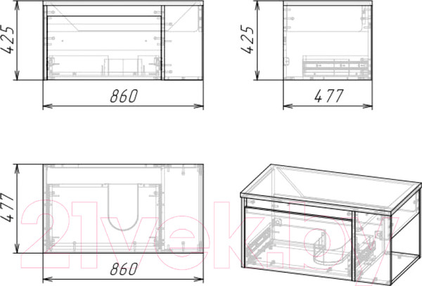 Изображение товара Тумба под умывальник Grossman Тенза 85 / 108503