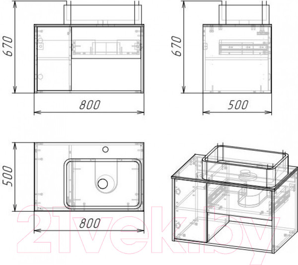 Изображение товара Тумба под умывальник Grossman Бруно 80 / 108008