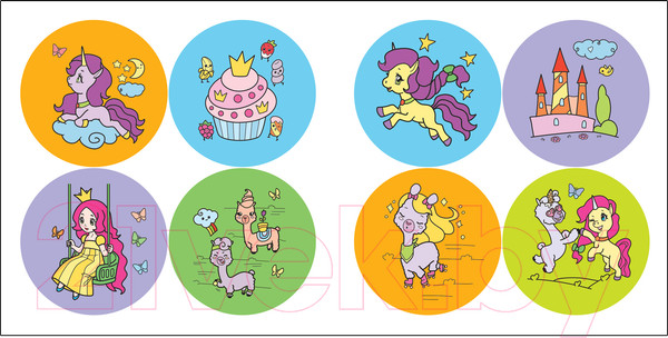 Изображение товара Раскраска Мозаика-Синтез Раскрась по образцу. Единороги. Волшебная страна / МС12109