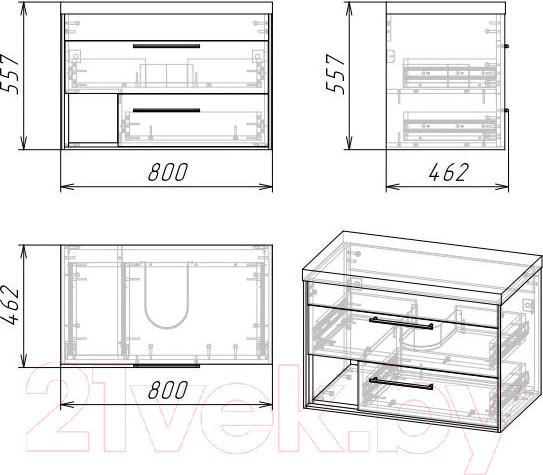 Изображение товара Тумба под умывальник Grossman Реал 80 / 108009