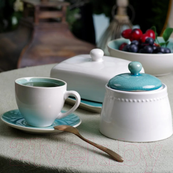 Изображение товара Чашка с блюдцем Fissman Celine 6228 (лазурный)