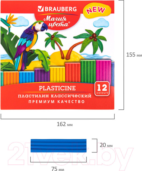 Изображение товара Пластилин Brauberg Магия цвета New / 106426 (12цв)