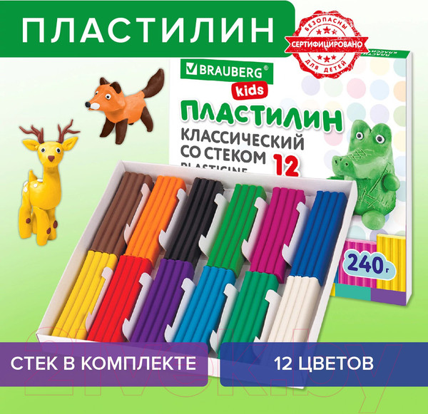 Изображение товара Пластилин Brauberg Kids / 106436 (12цв)