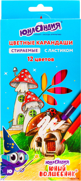 Изображение товара Набор цветных карандашей Юнландия Юный Волшебник / 181578 (12цв)