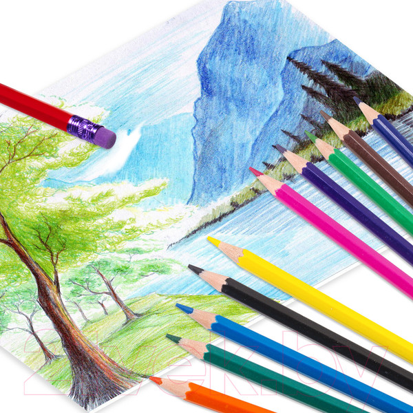 Изображение товара Набор цветных карандашей Юнландия Юный Волшебник / 181578 (12цв)