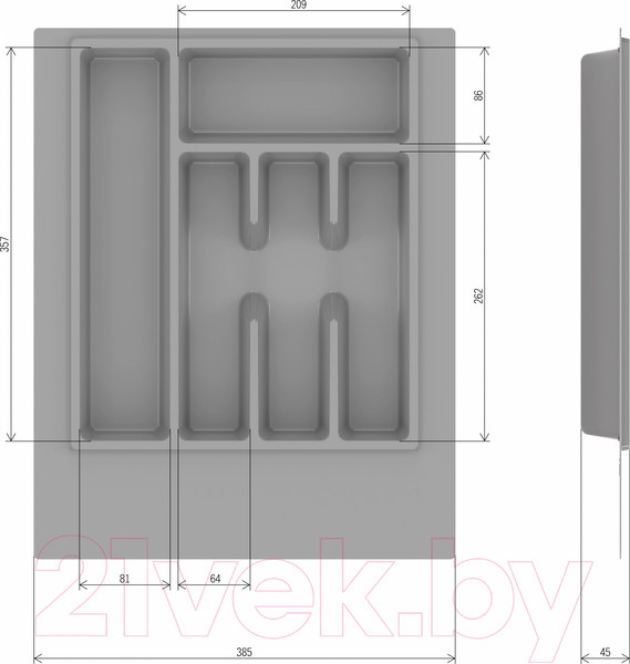 Изображение товара Органайзер для столовых приборов Альтернатива М8535 (серый)