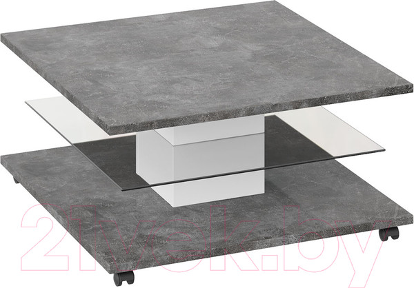Изображение товара Журнальный столик ТриЯ Diamond тип 1 (белый/ателье темный глянец)