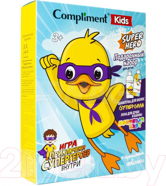Изображение товара Набор косметики детской Compliment Kids №1907 Superhero Пена для душа 200мл+Шампунь 200мл+Игра