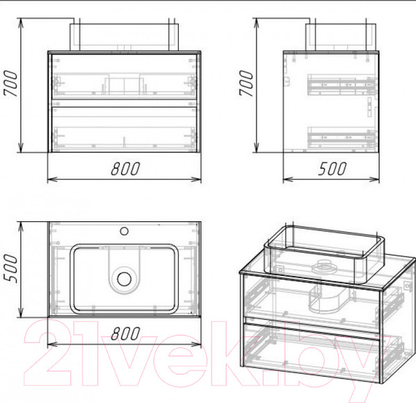 Изображение товара Тумба под умывальник Grossman Эдванс 80 / 108010