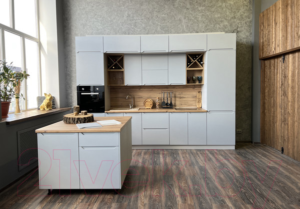 Изображение товара Шкаф навесной для кухни ДСВ Тренто ВП 350 левый (серый/серый)