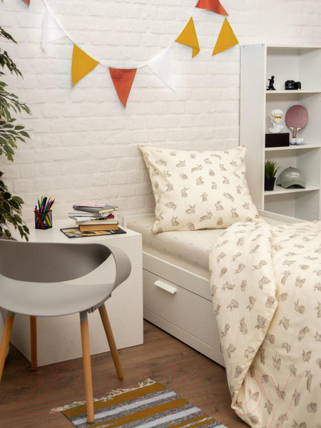 Изображение товара Комплект постельный для малышей Ночь нежна Зайчики Бэби 40x60 / 10293-1+10294-1