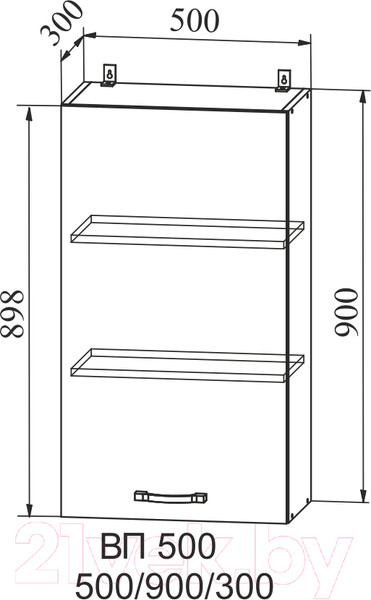 Изображение товара Шкаф навесной для кухни ДСВ Тренто ВП 500 правый (серый/серый)
