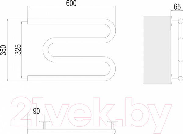 Изображение товара Полотенцесушитель электрический Terminus Электро 25 М-обр 600x350