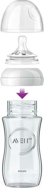 Изображение товара Бутылочка для кормления Philips AVENT Natural Стекло / SCF053/17 (240мл)