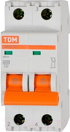 Изображение товара Выключатель автоматический TDM ВА 47-29 2Р 1А (С) 4.5кА / SQ0206-0084