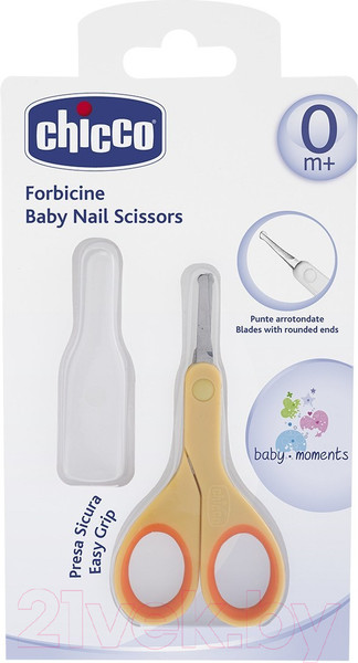 Изображение товара Ножницы для новорожденных Chicco Из нержавеющей стали с закругленными концами (оранжевый)