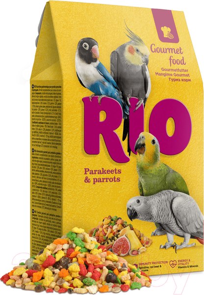 Изображение товара Корм для птиц Mealberry RIO Гурмэ для средних и крупных попугаев (250г)