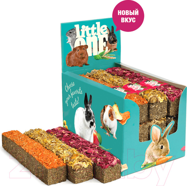Изображение товара Лакомство для грызунов Mealberry Little One Палочка из луговых трав с топпингом ассорти (85г)