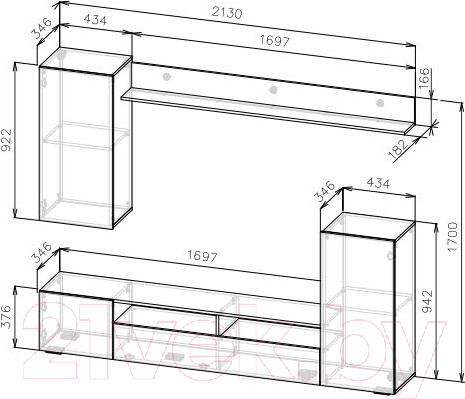 Изображение товара Стенка NN мебель МГС 4 (белый/цемент светлый)