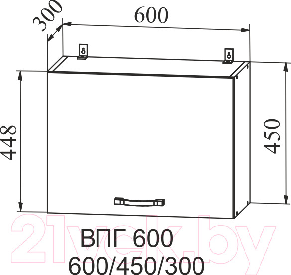 Изображение товара Шкаф навесной для кухни ДСВ Тренто ВПГ 600 (серый/белый)